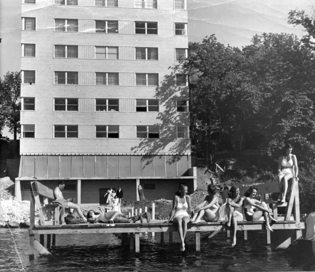 The boat slips are here! We can't wait to see everyone lakeside! Check out this picture on the dock from the 50's! Do you have a favorite Edgewater lakeside memory? #tbt #LakeMendota #BoathouseMadison #lakeviews #summer